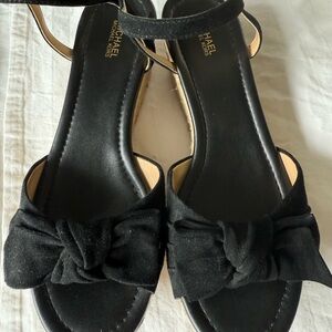 Michael Kors Black Willa Mid Wedge Suede Women's Sandals